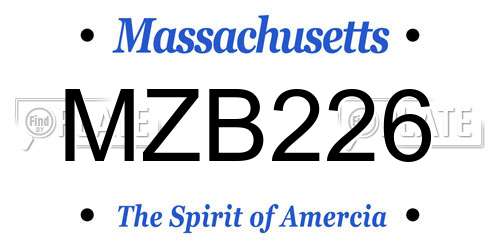 MZB226 Massachusetts License Plate