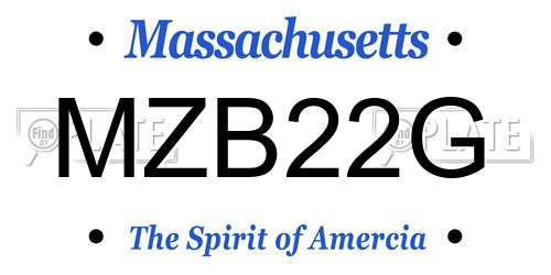 MZB22G Massachusetts License Plate