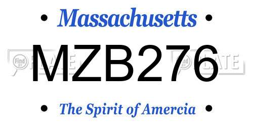 MZB276 Massachusetts License Plate