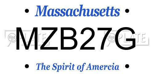 MZB27G Massachusetts License Plate