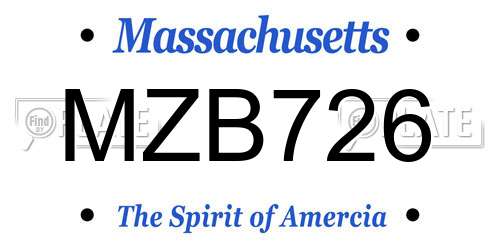 MZB726 Massachusetts License Plate