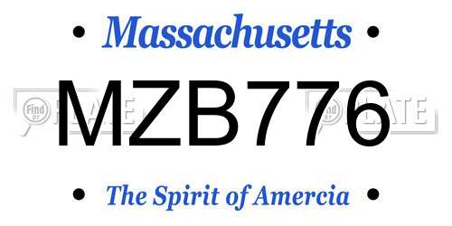 MZB776 Massachusetts License Plate