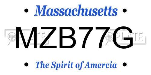 MZB77G Massachusetts License Plate