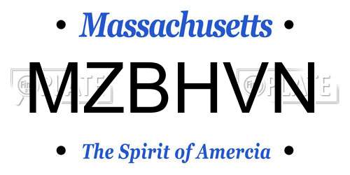 MZBHVN Massachusetts License Plate