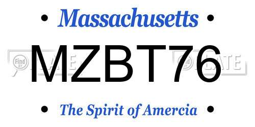 MZBT76 Massachusetts License Plate