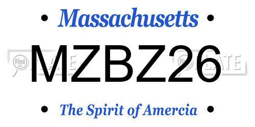 MZBZ26 Massachusetts License Plate