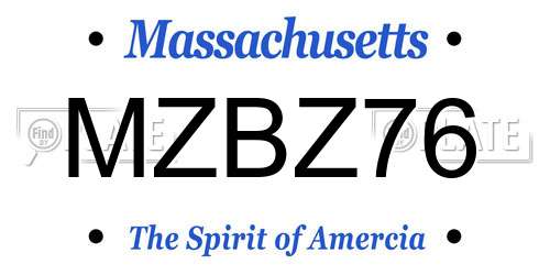 MZBZ76 Massachusetts License Plate