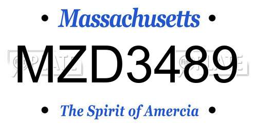 MZD3489 Massachusetts License Plate