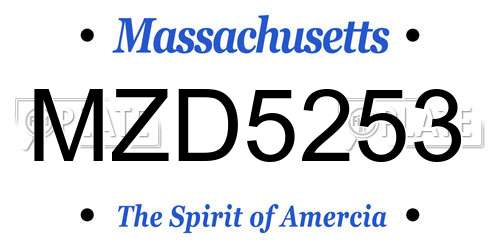 MZD5253 Massachusetts License Plate