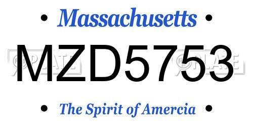 MZD5753 Massachusetts License Plate