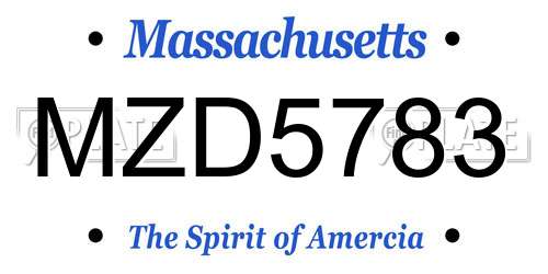 MZD5783 Massachusetts License Plate