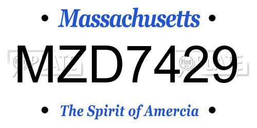 MZD7429 Massachusetts License Plate