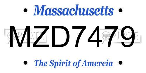 MZD7479 Massachusetts License Plate