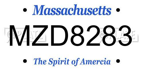 MZD8283 Massachusetts License Plate