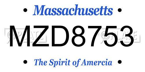 MZD8753 Massachusetts License Plate