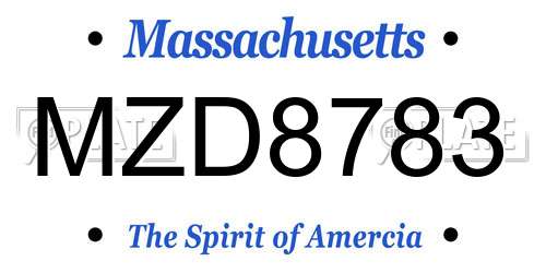 MZD8783 Massachusetts License Plate