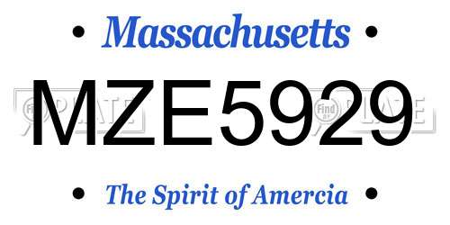 MZE5929 Massachusetts License Plate
