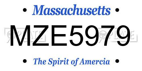 MZE5979 Massachusetts License Plate