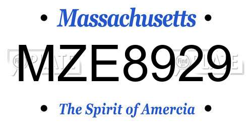 MZE8929 Massachusetts License Plate