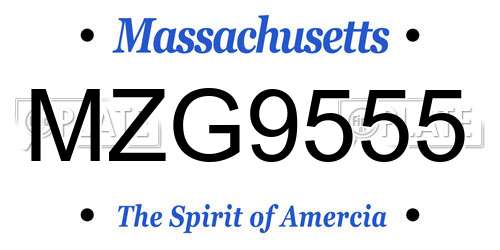 MZG9555 Massachusetts License Plate