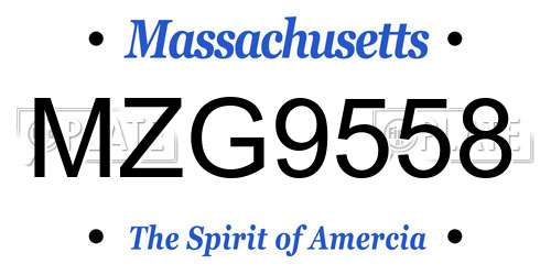 MZG9558 Massachusetts License Plate