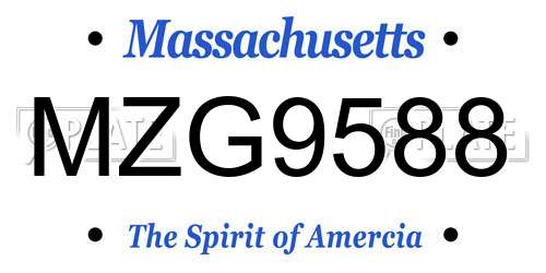 MZG9588 Massachusetts License Plate