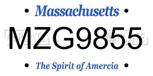 MZG9855 Massachusetts License Plate