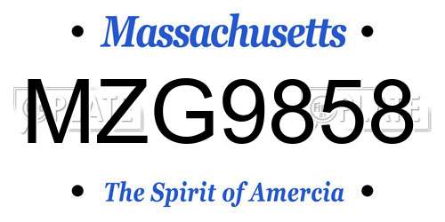 MZG9858 Massachusetts License Plate