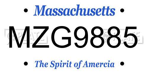 MZG9885 Massachusetts License Plate