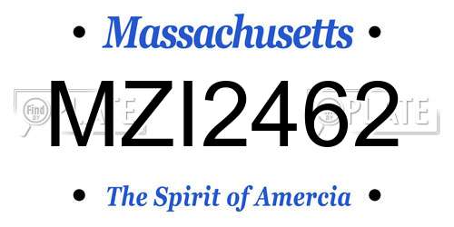 MZI2462 Massachusetts License Plate