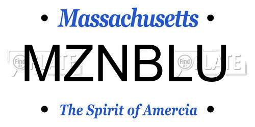 MZNBLU Massachusetts License Plate