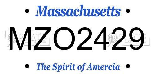 MZO2429 Massachusetts License Plate