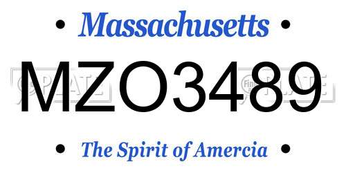 MZO3489 Massachusetts License Plate