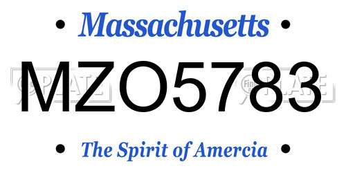 MZO5783 Massachusetts License Plate