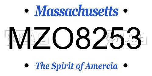 MZO8253 Massachusetts License Plate