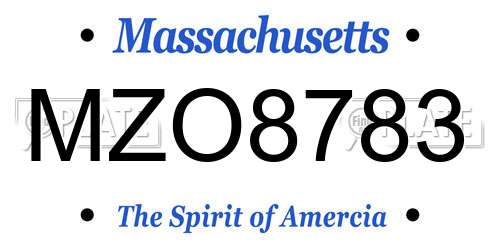 MZO8783 Massachusetts License Plate