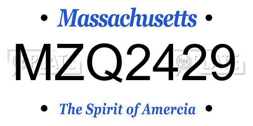 MZQ2429 Massachusetts License Plate