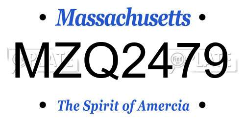 MZQ2479 Massachusetts License Plate