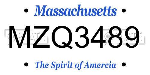 MZQ3489 Massachusetts License Plate