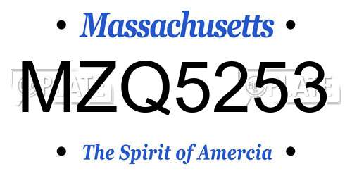 MZQ5253 Massachusetts License Plate