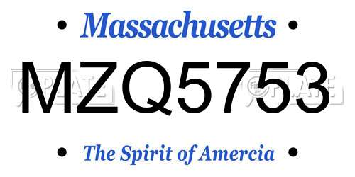MZQ5753 Massachusetts License Plate