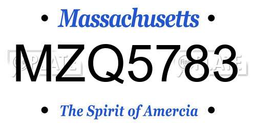 MZQ5783 Massachusetts License Plate