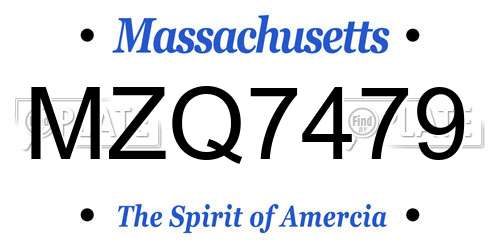 MZQ7479 Massachusetts License Plate