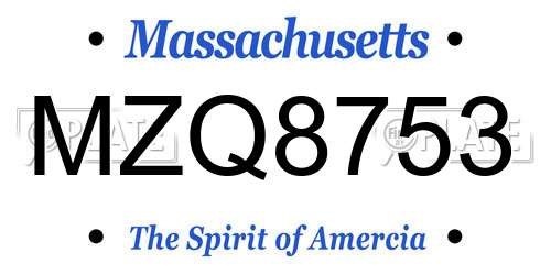 MZQ8753 Massachusetts License Plate