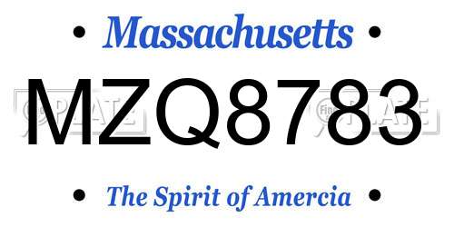 MZQ8783 Massachusetts License Plate