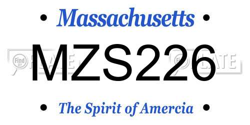 MZS226 Massachusetts License Plate