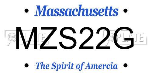 MZS22G Massachusetts License Plate