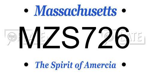 MZS726 Massachusetts License Plate
