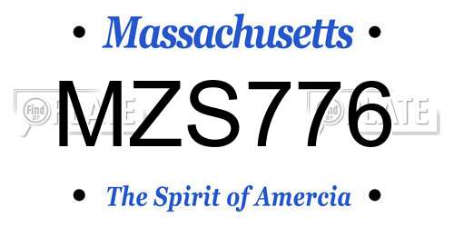 MZS776 Massachusetts License Plate