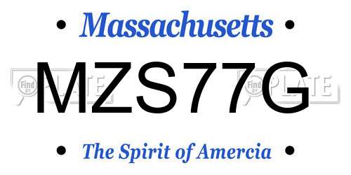 MZS77G Massachusetts License Plate